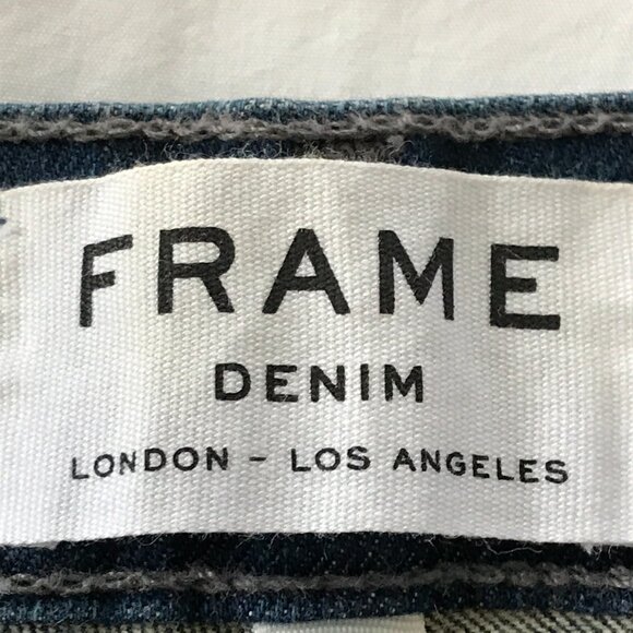 Frame Le Flare De Francoise Flare Jeans Women 32 Blue Mid Rise Raw Hem Preppy - Picture 3 of 15